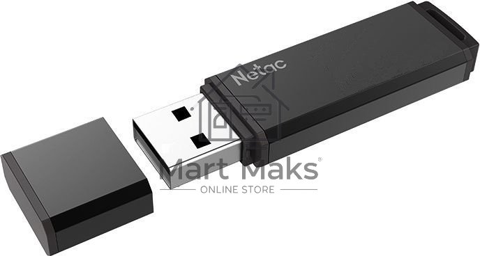 Флешка USB R/W R/W Netac U351, NT03U351N-256G-30BK, 256Gb, USB3.0, с колпачком, металлическая чёрная