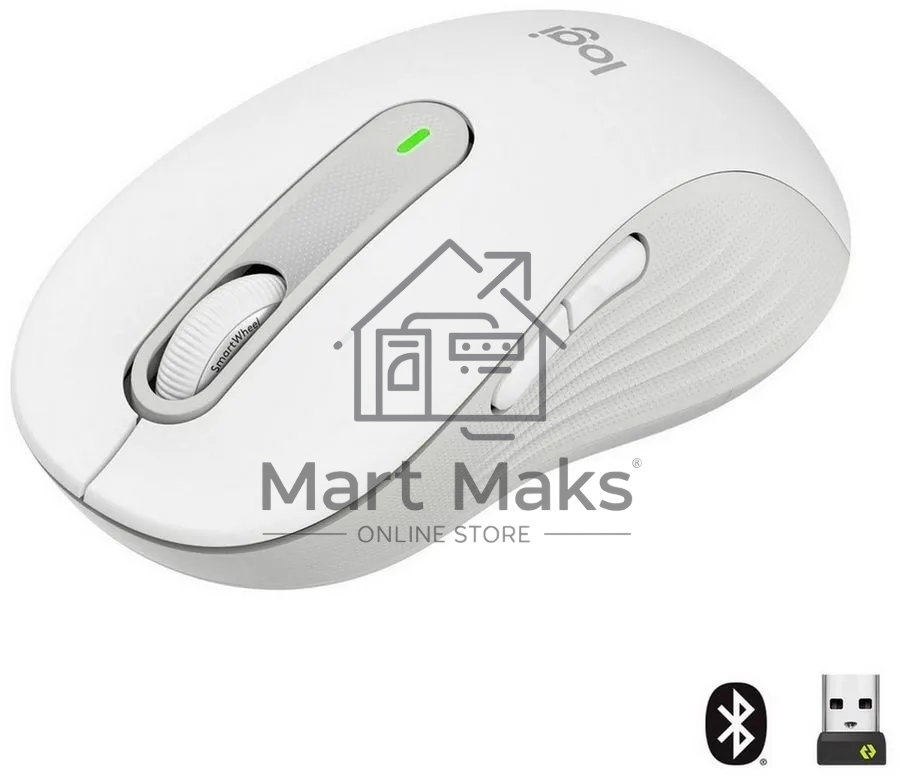 Мышь беспроводная Logitech Signature M650 L белый, 4000 dpi, радиоканал, Bluetooth, USB, кнопки - 5