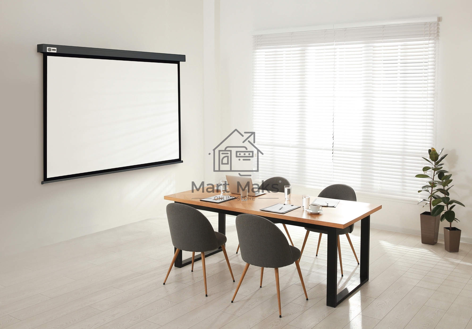 Экран Cactus 180x180см Wallscreen CS-PSW-180X180-SG 1:1 настенно-потолочный рулонный серый