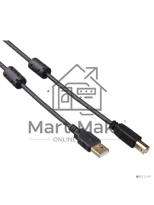 Кабель USB 2.0 ExeGate EX-CCF-USB2-AMBM-2.0 (Am/Bm, 2,0м, 2 фильтра)