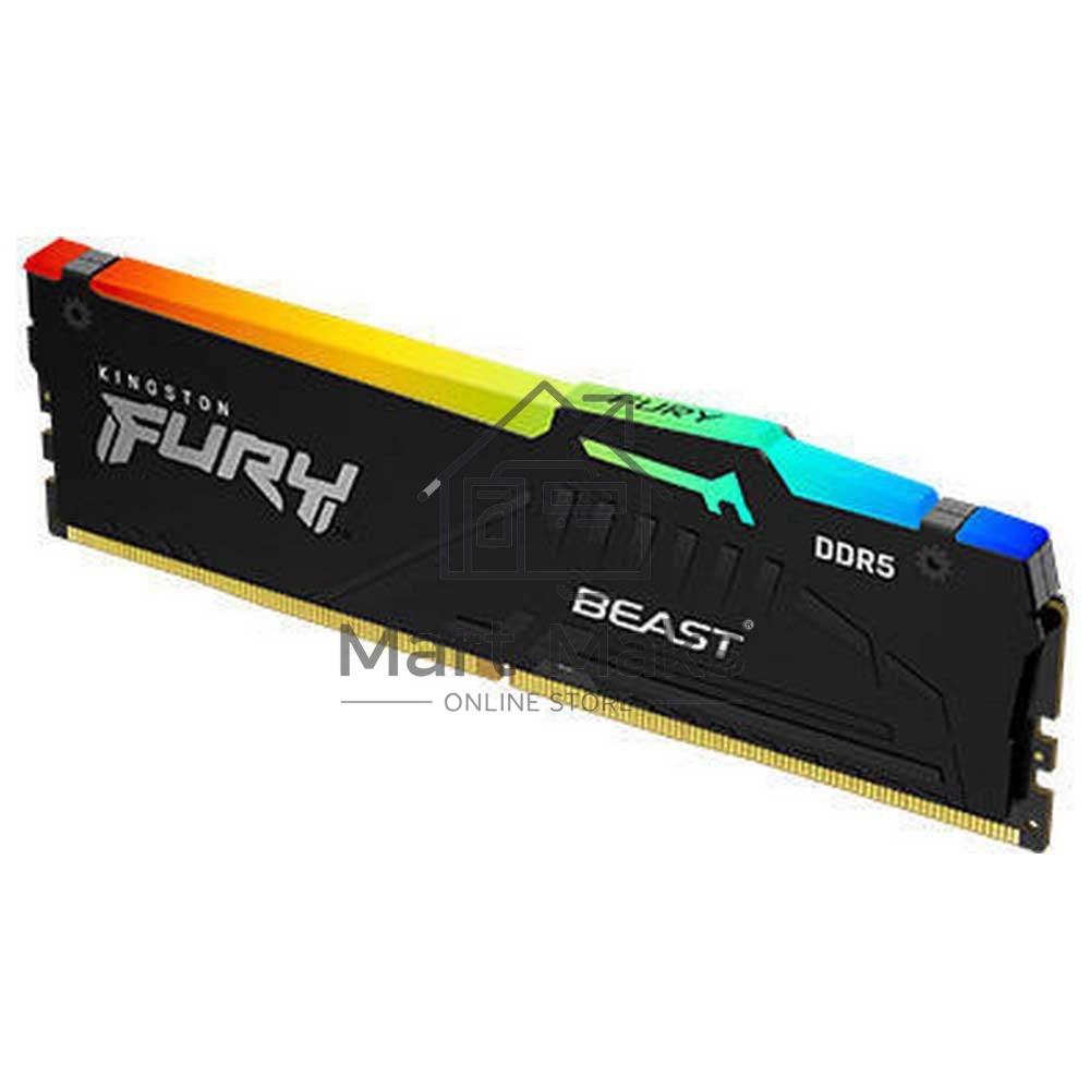 Оперативная память Kingston Fury Beast, DDR5, 8GB (1x8GB), 6000MHz, CL36, DIMM, с радиатором, RGB, черный