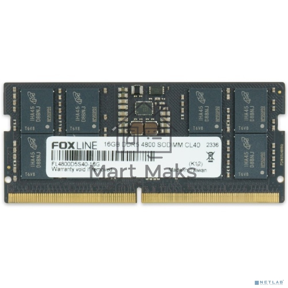 Оперативная память Foxline, DDR5, 16GB (1x16 GB), 4800 MHz, CL40, SO-DIMM