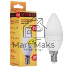 Лампа светодиодная EUROLUX LL-E-C37-6W-230-2