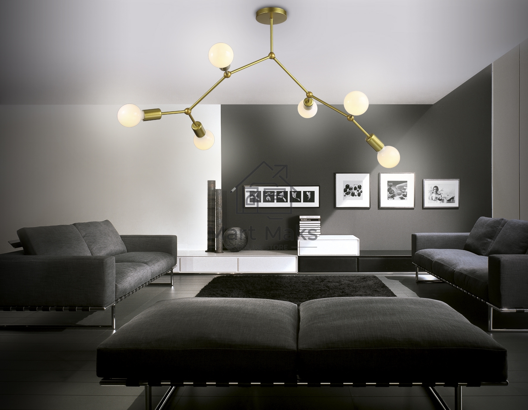 Светильник Ambrella light TR8038/6 BS латунь E27*6 max 40W D670*590