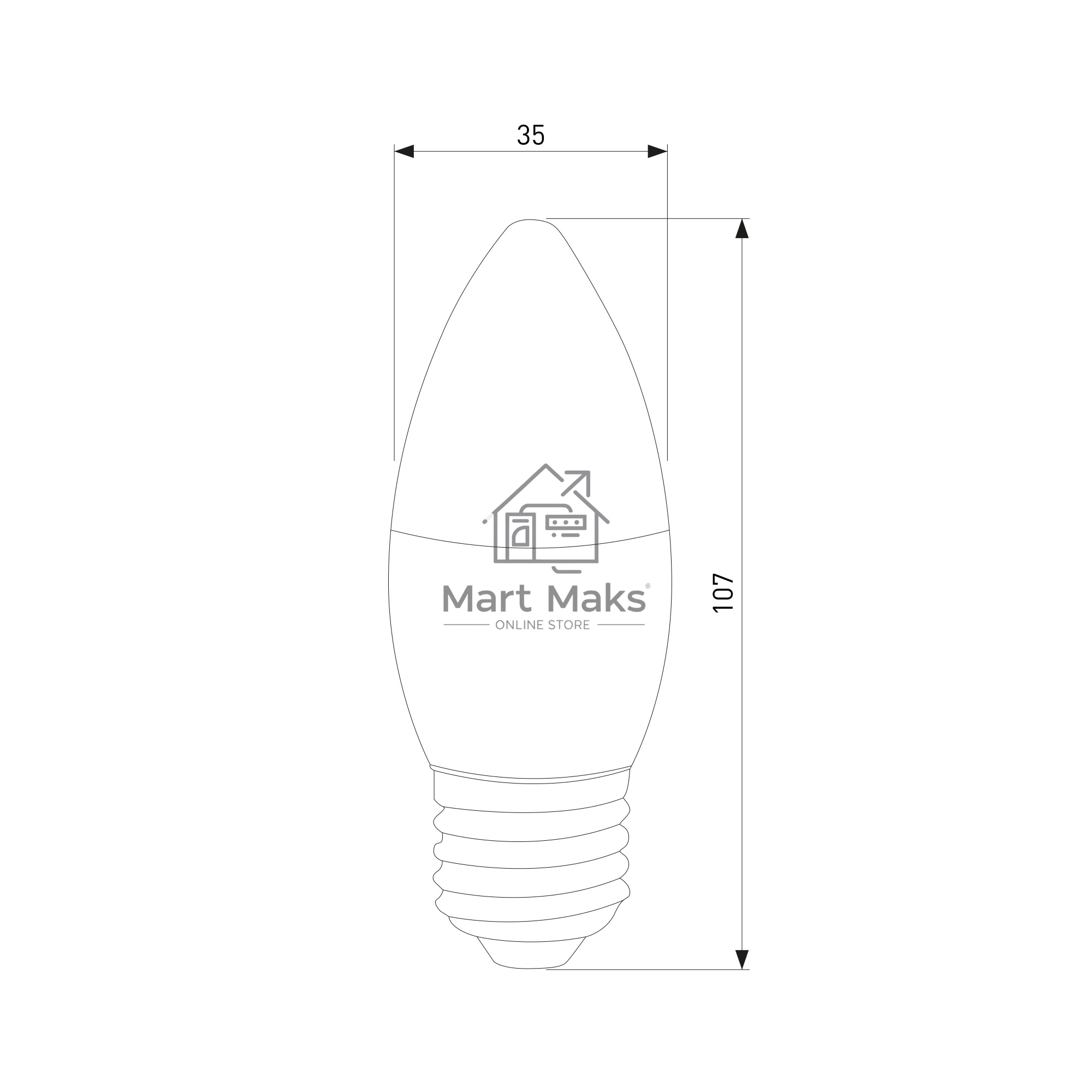 Dimmable 7W 4200K E27 (C35) (BLE2775) / Светодиодная лампа