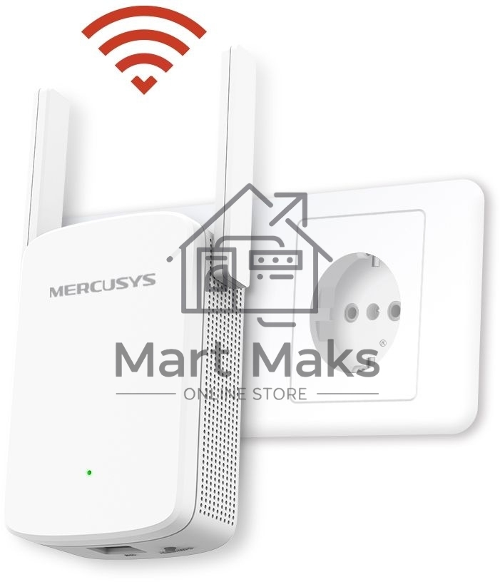 Усилитель сигнала Mercusys ME30 AC1200 Wi-Fi Range Extender, 300 Mbps at 2.4 GHz + 867 Mbps at 5 GHz, 1 x 10/100 LAN, 2× Fixed External Antennas, Wall Plugged, WPS/Reset Button, Signal Indicator, Range Extender/Access Point mode, Adaptive Path Selection