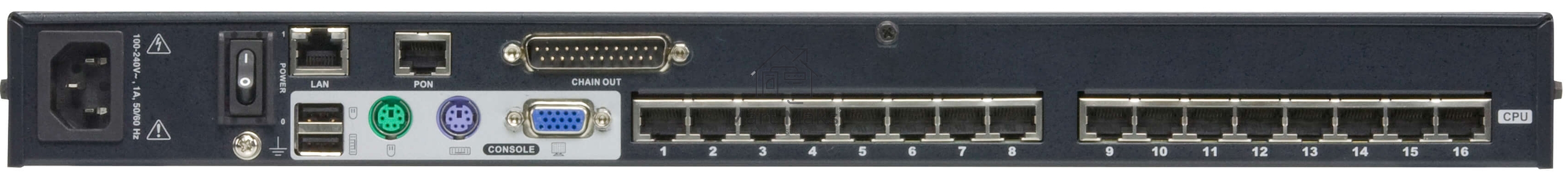Переключатель KVM, 1 local user PS2+VGA+1 IP user =) 16 cpu (PS2/USB/Sun+VGA)/RS232, без шнуров Cat 5 High-Density KVM over the NET.