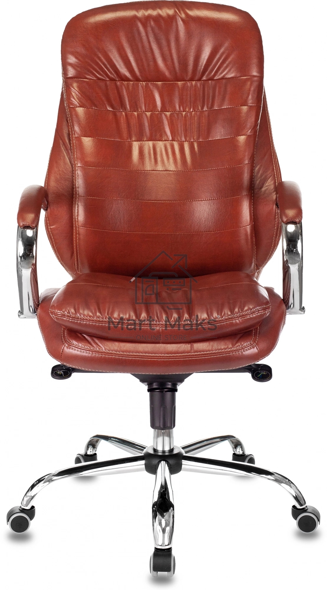 Кресло руководителя Бюрократ T-9950 светло-коричневый Leather Eichel, кожа, крестов. металл хром