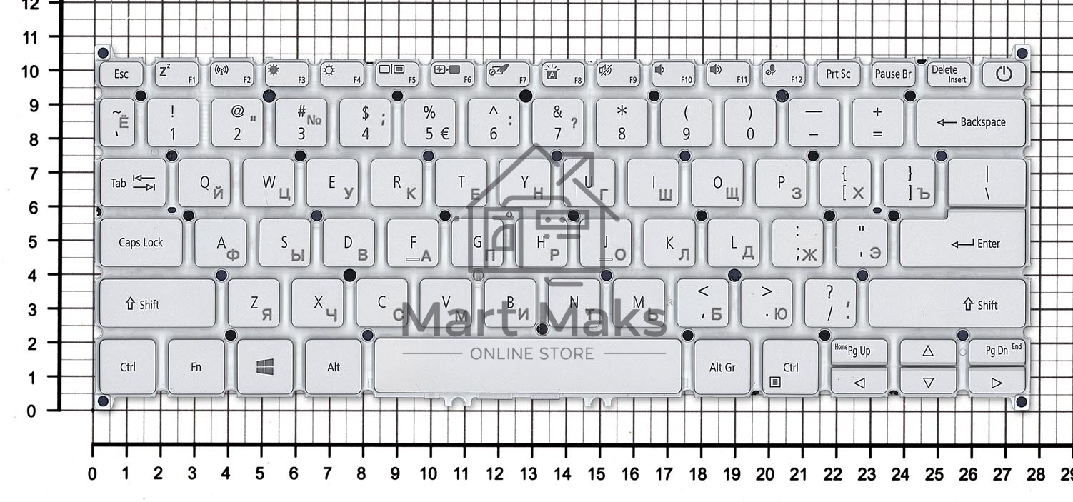 Клавиатура для ноутбука Acer Swift 3 SF313-51 серебристая с подсветкой