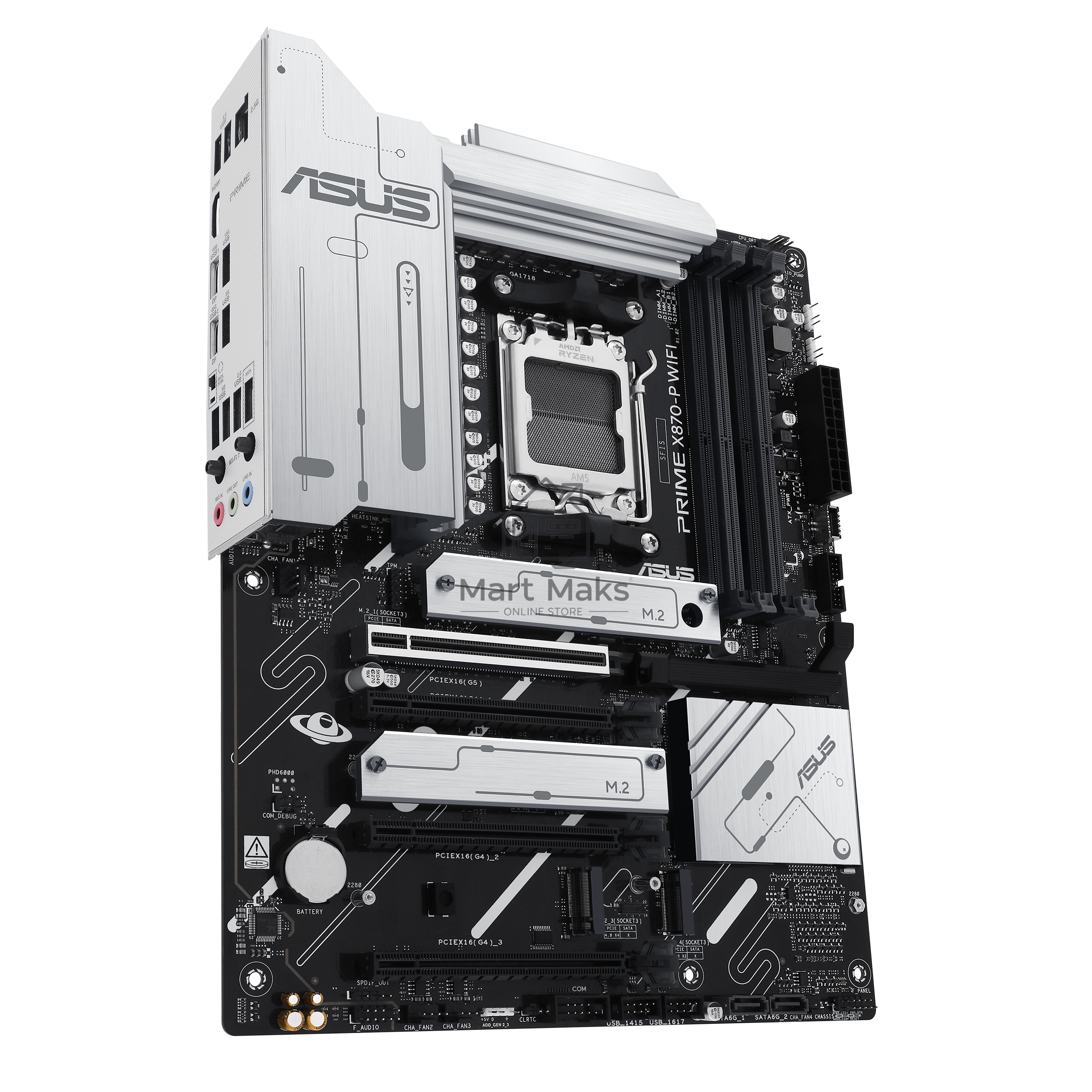 Материнская плата ASUS PRIME X870-P WIFI, AM5, AMD X870, 4xDDR5, 2xSATA, 4xM.2, 1xPCI-E 5.0 x16, 2xPCI-E 4.0 x1, 1xHDMI, 2xUSB-C, 1x 2.5Gb LAN, 4xUSB-A 3.2 Gen 1, 1xUSB-A 3.2 Gen 2, 4xUSB-A 2.0, 3x3.5 мм, 7.1, 1xWi-Fi 7, ATX