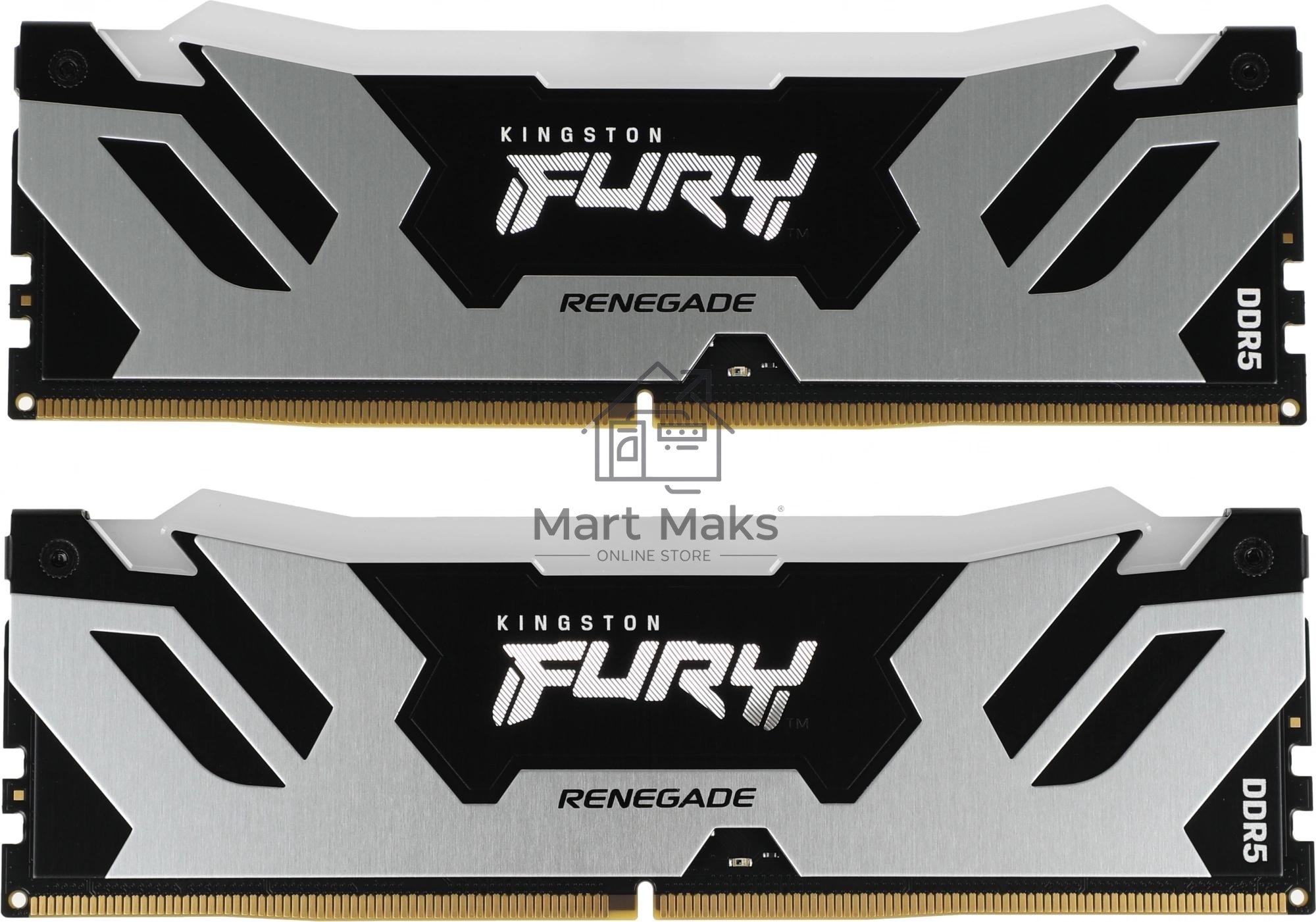 Оперативная память Kingston Fury Renegade, DDR5, 32GB (2x16GB), 7600MHz, CL38, DIMM, с радиатором, RGB, серебристый/черный