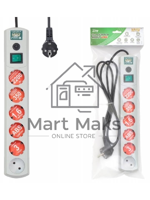 Сетевой фильтр Most LRG 1.6м (6 розеток) белый (пакет ПЭ)