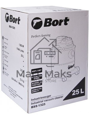 Пылесос строительный Bort BSS-1325 91272218 1300 Вт, вместимость 25 л, 29 л/сек, 5,3 кг, набор аксессуаров 6 шт