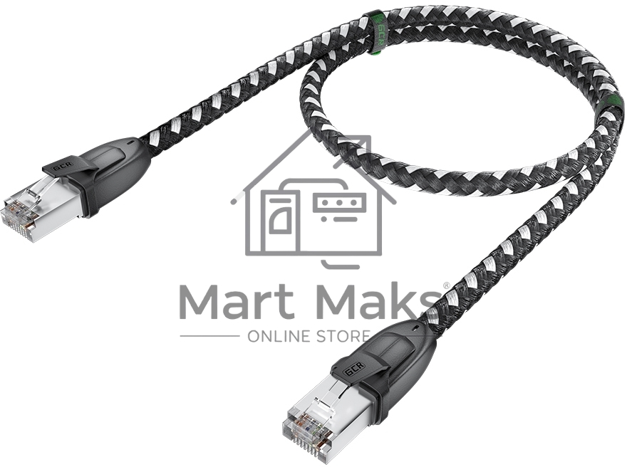 Патч-корд GCR PROF прямой 5.0m, UTP медь кат.6, STRONG черно-белый нейлон, ethernet high speed 10 Гбит/с, T568B, GCR-52779