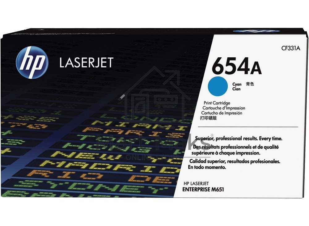 Тонер Картридж HP 654A CF331A голубой для HP CLJ Ent M651n/M651dn/M651xh/M680dn/M680f (15000стр.)