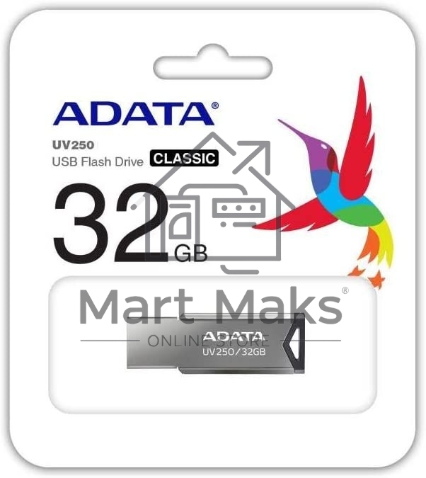 Флешка USB ADATA R/W 32Gb UV250 AUV250-32G-RBK USB2.0 серебристый