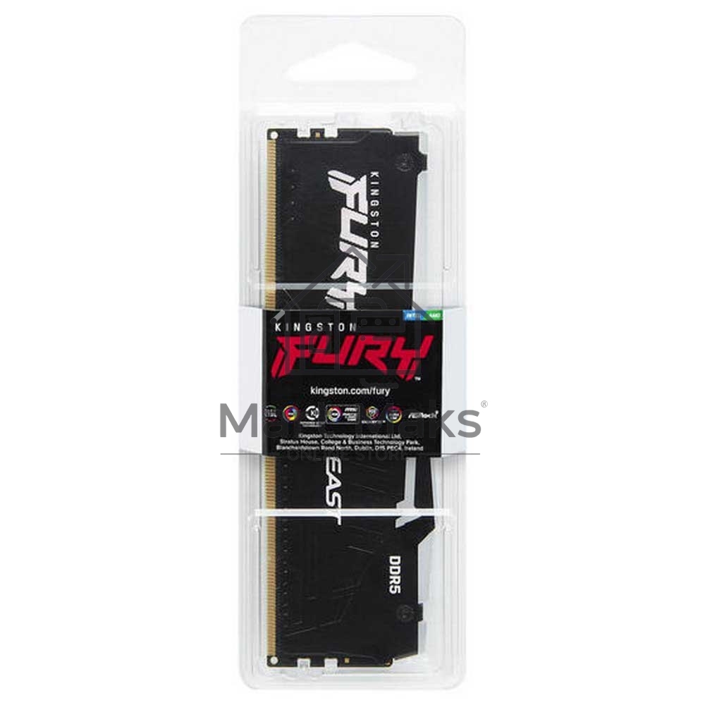 Оперативная память Kingston Fury Beast, DDR5, 8GB (1x8GB), 6000MHz, CL36, DIMM, с радиатором, RGB, черный