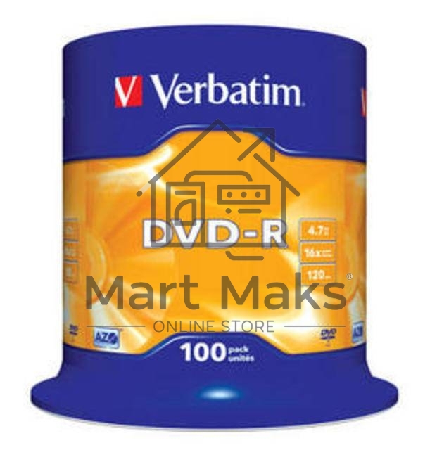 Диск DVD-R Verbatim 4.7Gb 16x Cake Box (100шт) (43549)