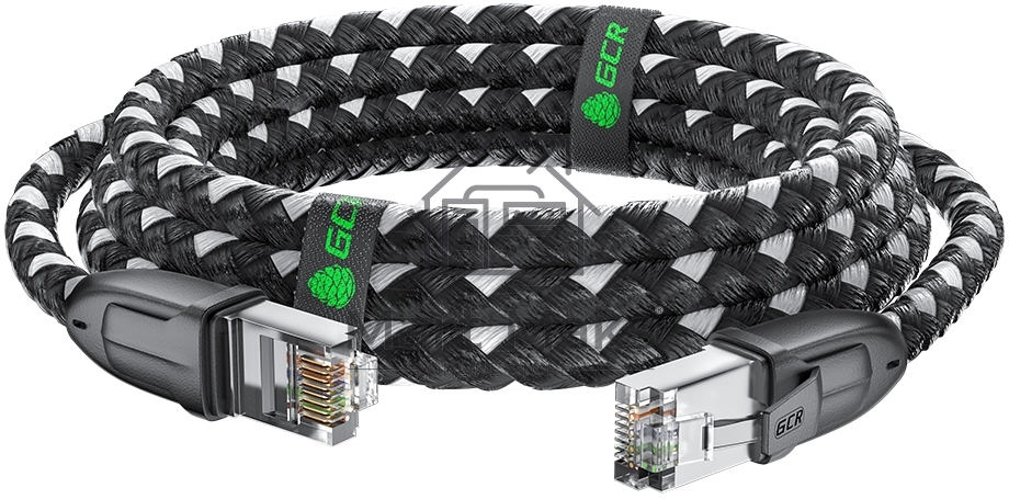 Патч-корд GCR PROF прямой 5.0m, UTP медь кат.6, STRONG черно-белый нейлон, ethernet high speed 10 Гбит/с, T568B, GCR-52779