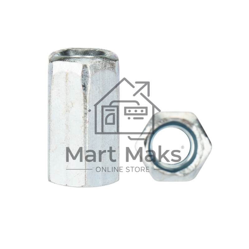 Гайка для шпильки KRANZ удлиненная М6, 1.0х10х18, короб (20 шт./уп.)