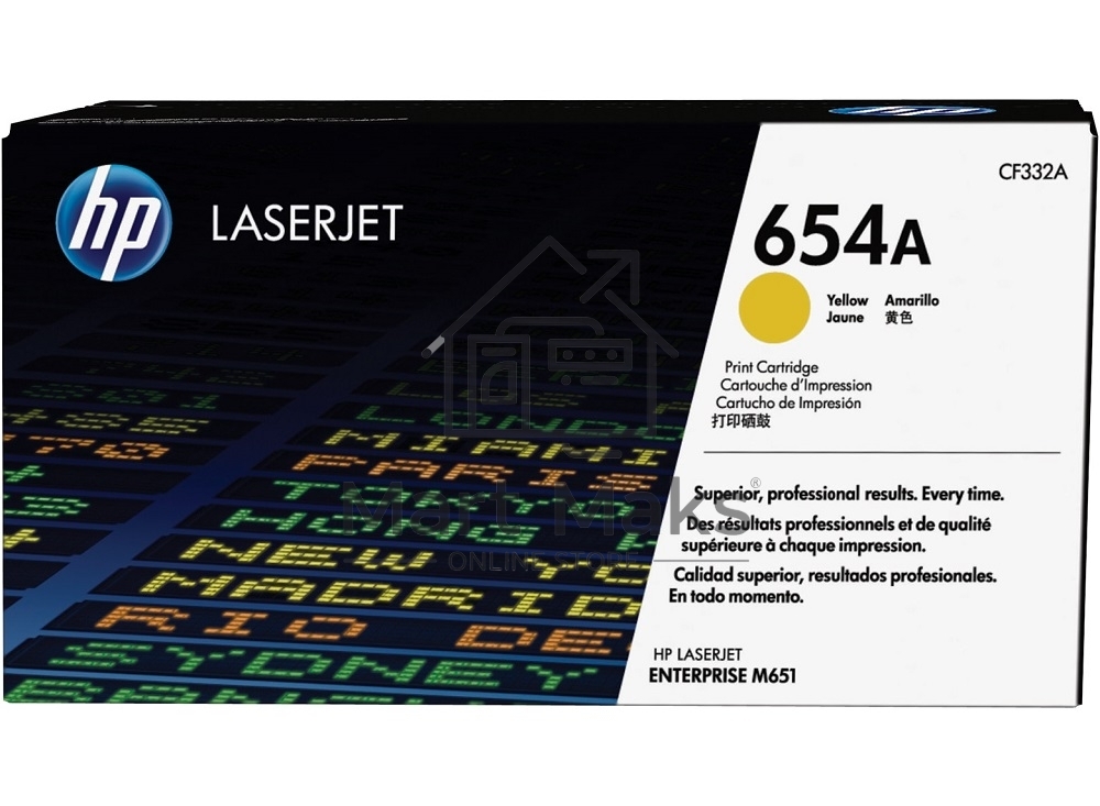 Тонер Картридж HP 654A CF332A желтый для HP CLJ Ent M651n/M651dn/M651xh/M680dn/M680f (15000стр.)