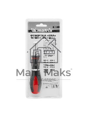 Отвертка реверсивная Matrix, набор бит, 11 шт., CrV