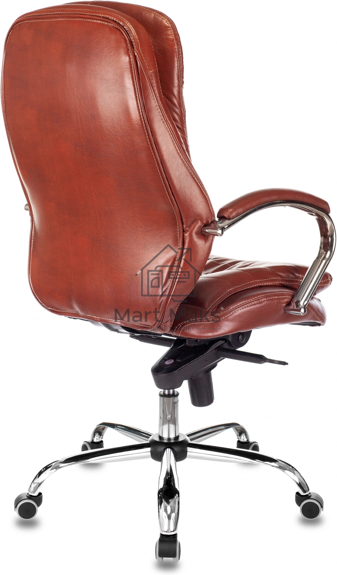 Кресло руководителя Бюрократ T-9950 светло-коричневый Leather Eichel, кожа, крестов. металл хром