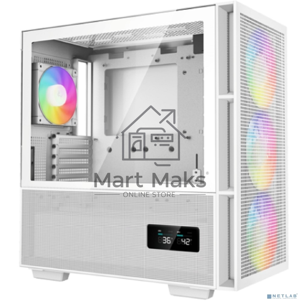 Компьютерный корпус Deepcool CH560 WH без БП, боковое окно (закаленное стекло)