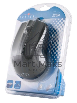 Мышь проводная Oklick 225M черный, 1200 dpi, USB, кнопки - 3