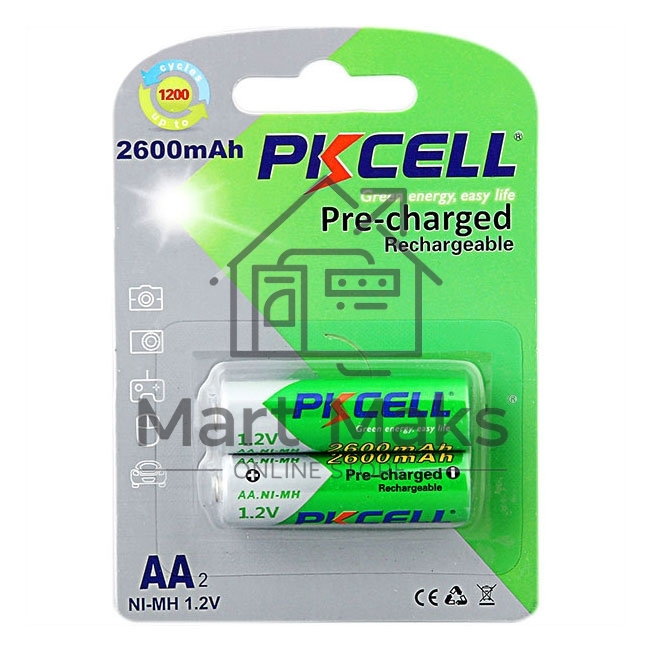 Никель-металлогидридный аккумулятор PKCELL NI-MH RTU AA2600-2B тип - AA 2 шт в блистере