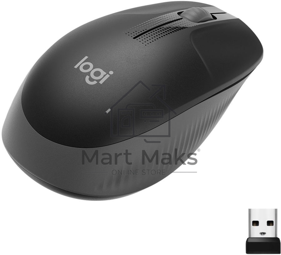 Мышь беспроводная Logitech M190 черный, 1000 dpi, радиоканал, USB, кнопки - 3