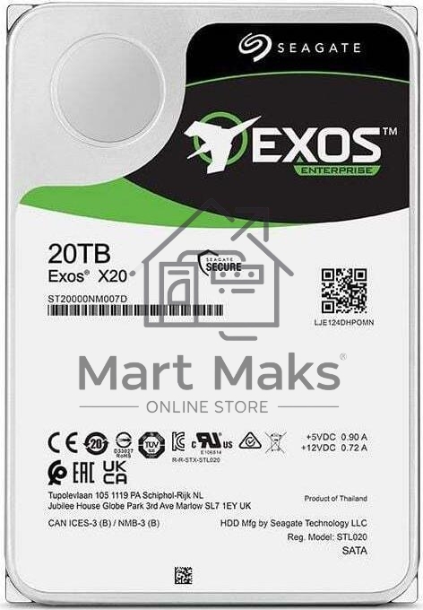 Жесткий диск Seagate HDD Server Exos X20 HDD 512E/4KN ( 3.5'/ 20TB/ SATA 6Gb/s / 7200rpm)