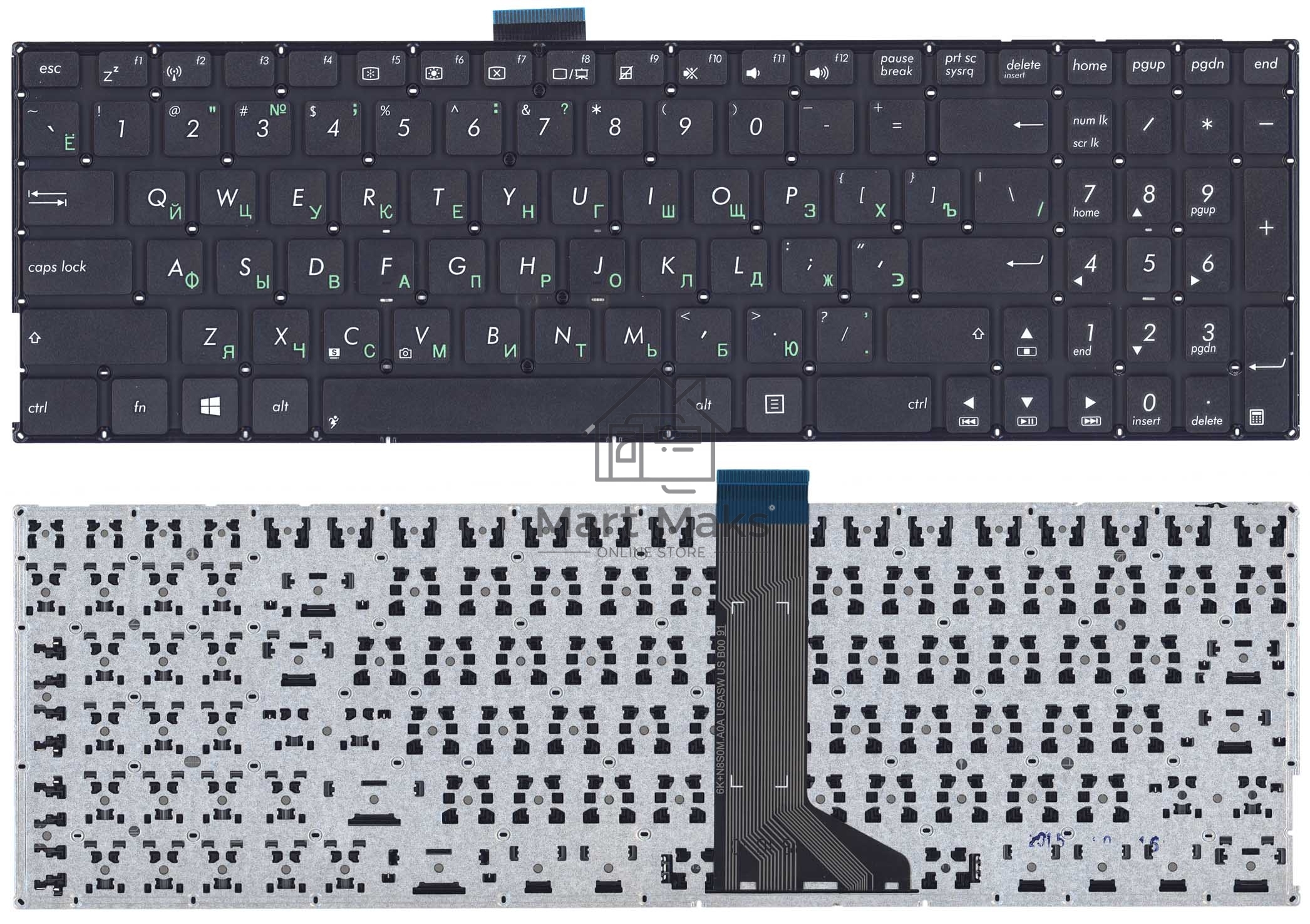 Клавиатура для ноутбука Asus X555L X553 черная (плоский ENTER)