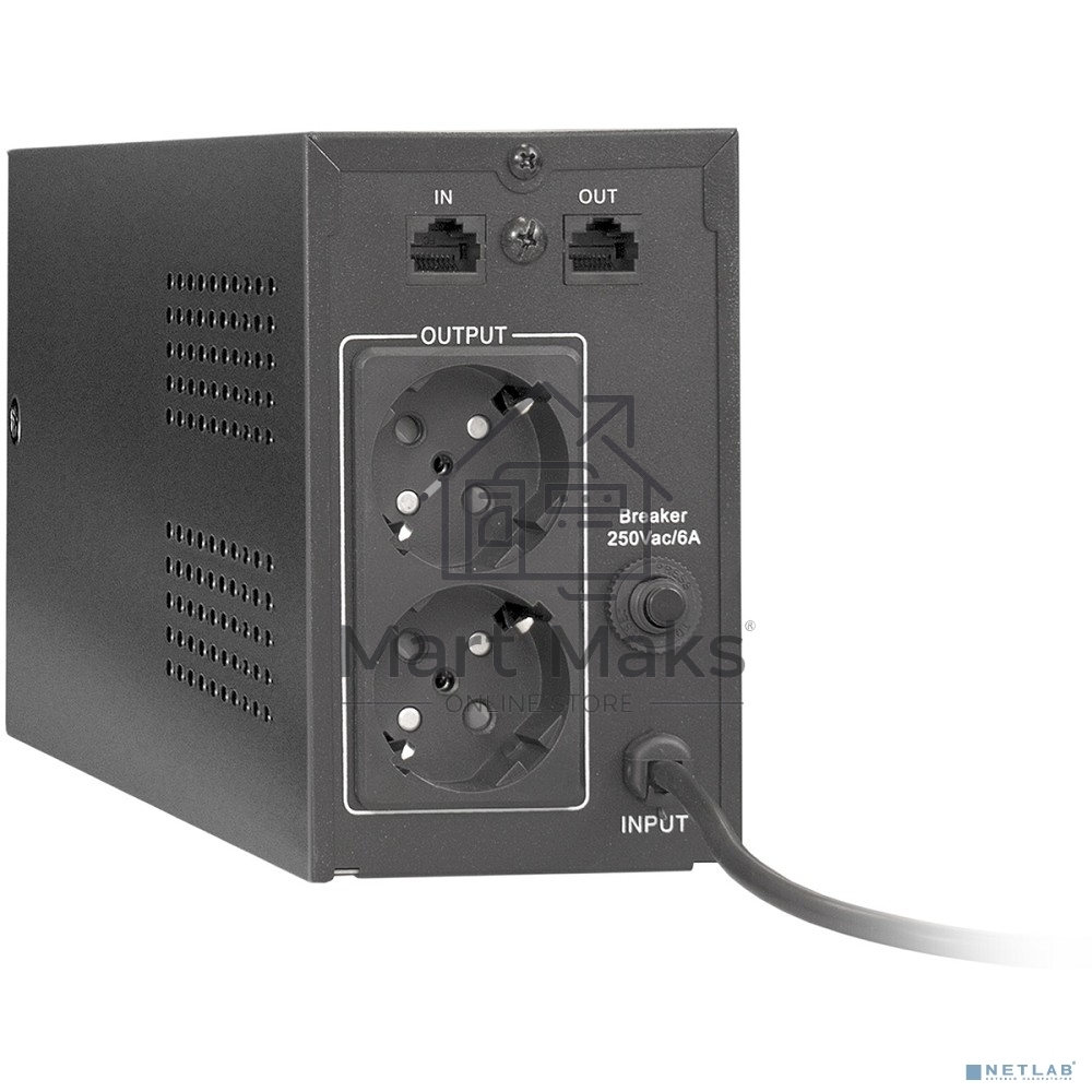 Источник бесперебойного питания ExeGate Power Back BNB-850.LED.AVR.EURO.RJ <850VA/480W, LED, AVR,2 евророзетки, RJ45/11, Black>