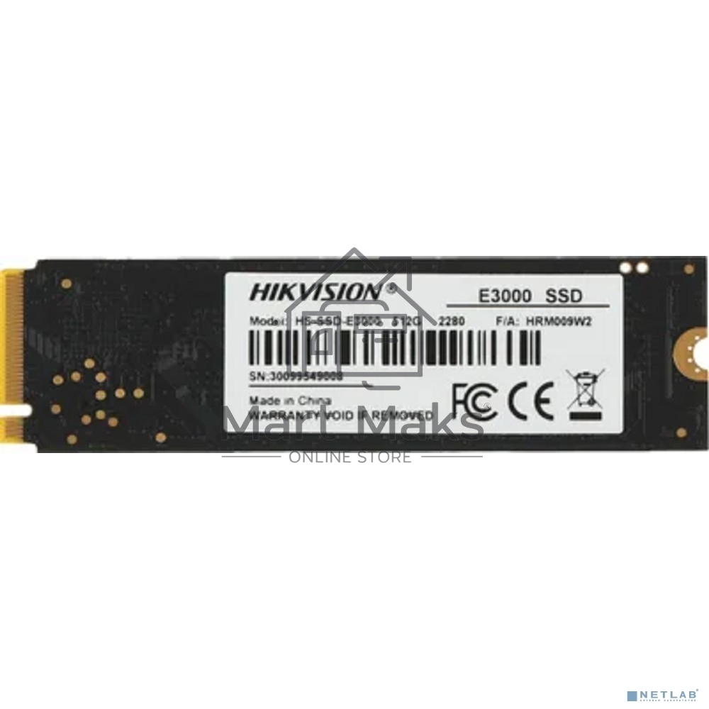 Накопитель SSD Hikvision E3000, 512Gb, PCIe 3.0 x4, M.2 2280, NVMe, R/W 3500/1800