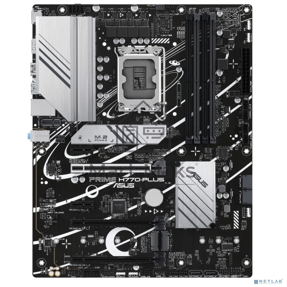 Материнская плата ASUS PRIME H770-PLUS, LGA 1700, Intel H770, 4xDDR5, 4xSATA, 3xM.2 PCIe 4.0 x4, 1xPCIe 5.0 x16, 2xPCIe 4.0 x4, 1xHDMI, 1xDP, 1xUSB-C 3.2 Gen 2, 2xUSB 3.2 Gen 2, 3xUSB 3.2 Gen 1, 1x 2.5Gb LAN, 3x3.5 мм, 7.1, ATX