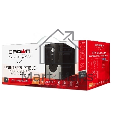 Источник бесперебойного питания CROWN ИБП CMU-SP650EURO 650VA, металл, 1x12V/7AH, розетки 2*EURO+1*IEC bybass CM000001490