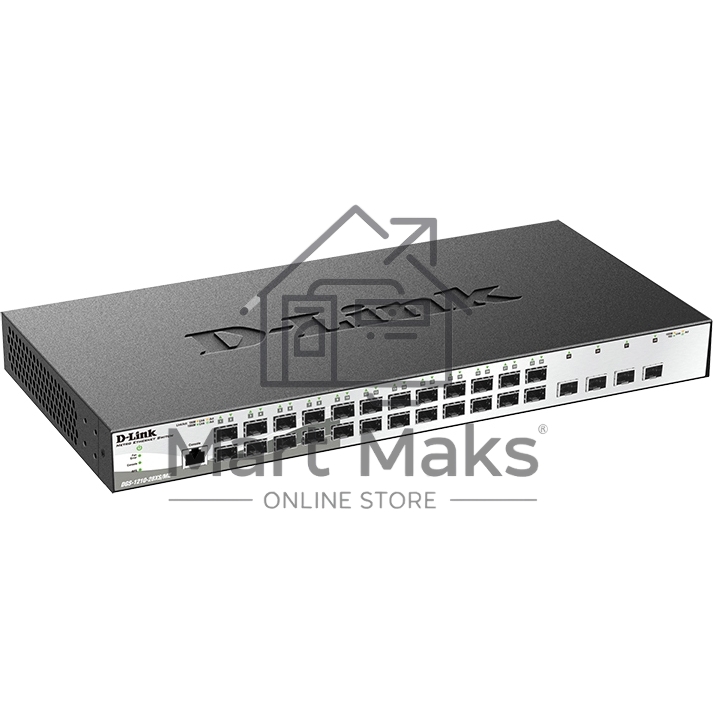 Управляемый L2 коммутатор DGS-1210-28XS/ME/B2A с 24 портами 100/1000Base-X SFP и 4 портами 10GBase-X SFP+