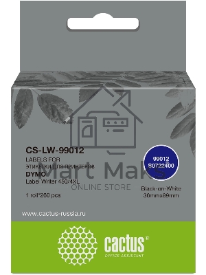 Этикетки Cactus CS-LW-99012 сег.:89x36мм черный белый 260шт/рул Dymo Label Writer 450/4XL
