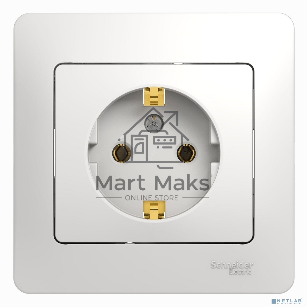 Розетка 1-м СП Glossa 16А с заземл. в сборе бел. SchE GSL000142