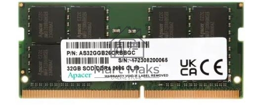 Оперативная память Apacer, DDR4, 32GB (1x32GB), 2666MHz, CL19, SO-DIMM
