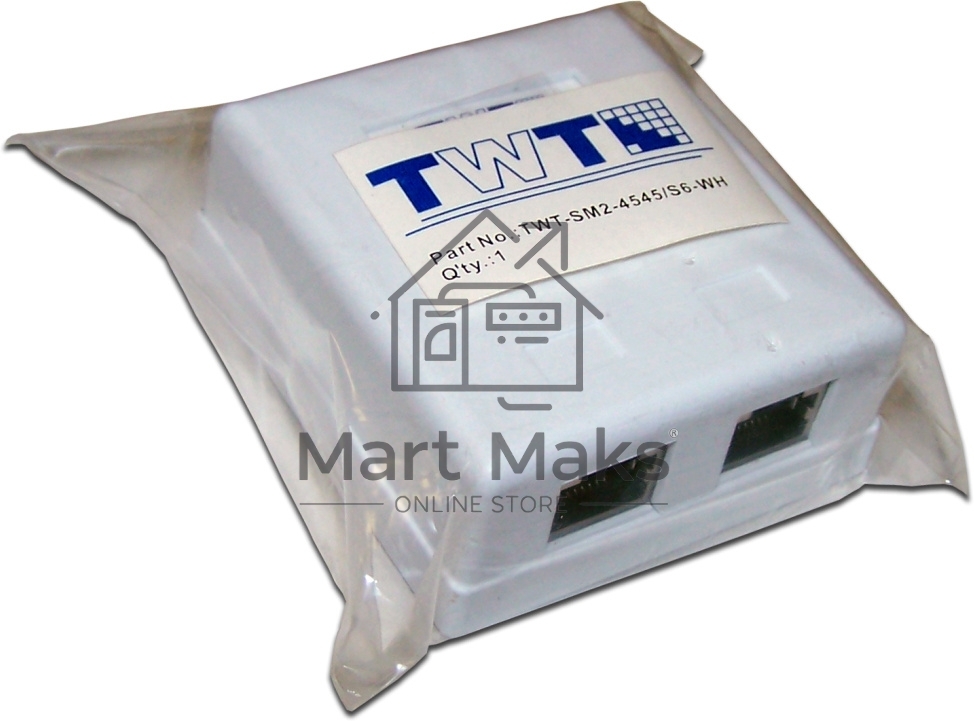 Настенная розетка, 2 порта RJ-45 категории 6, STP, белая