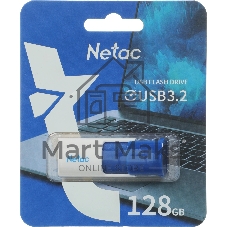 Флешка USB Netac U182 Blue (NT03U182N-128G-32BL), 128Gb, USB 3.0, R/W 70/30, белый/синий