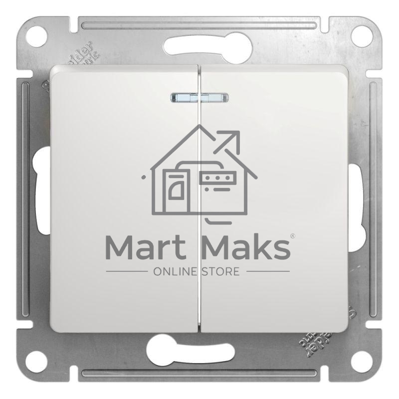 Механизм выключателя 2-кл. СП GLOSSA 10А IP20 10AX с подсветкой бел. SchE GSL000153