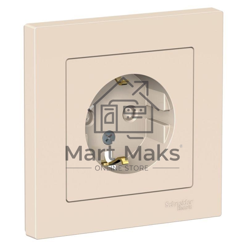 Розетка ATLAS DESIGN с заземл. защ. шторки 16А в сборе беж. SchE ATN000244