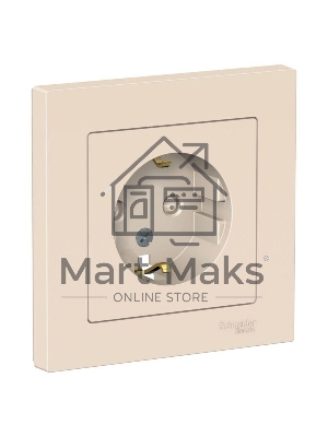 Розетка ATLAS DESIGN с заземл. защ. шторки 16А в сборе беж. SchE ATN000244