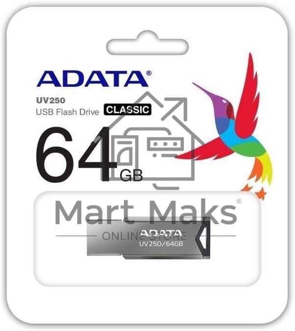 Флешка USB R/W ADATA R/W 64Gb UV250 AUV250-64G-RBK USB2.0 черный