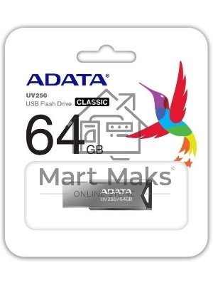 Флешка USB ADATA UV250 (AUV250-64G-RBK), 64Gb, USB 2.0, R/W 25/10, черный