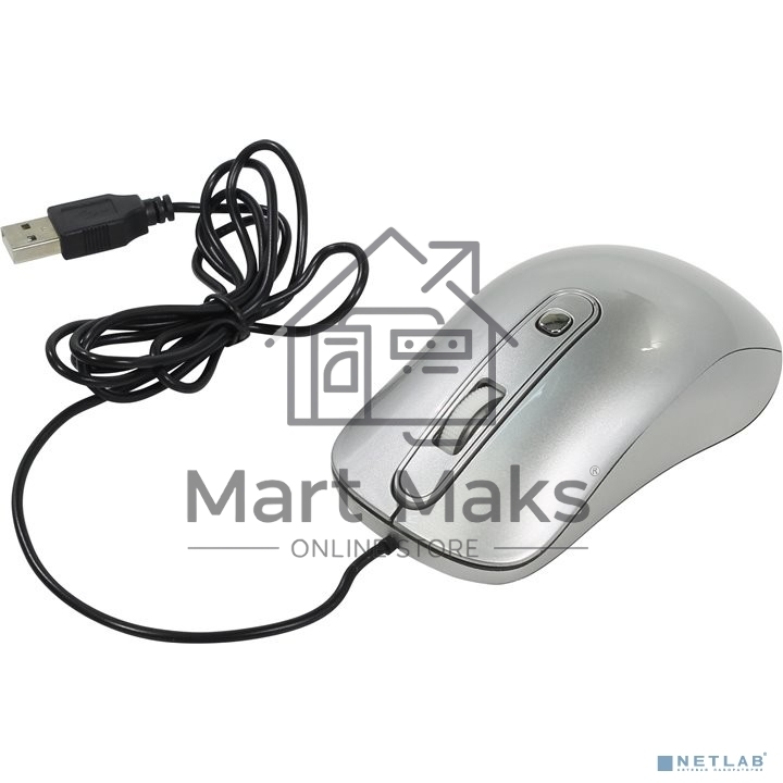 Мышь проводная Oklick 155M серебристый, 1600 dpi, USB, кнопки - 4