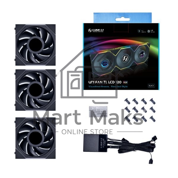 Корпусный вентилятор LIAN LI UNI FAN TL LCD (3pcs) G99.12TLLCD3B.00 черный 120мм 1900rpm 27db 7-pin